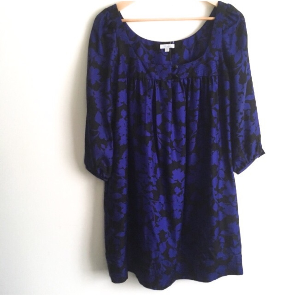 Shoshanna | Blue and Black Silk Floral Dress 8
